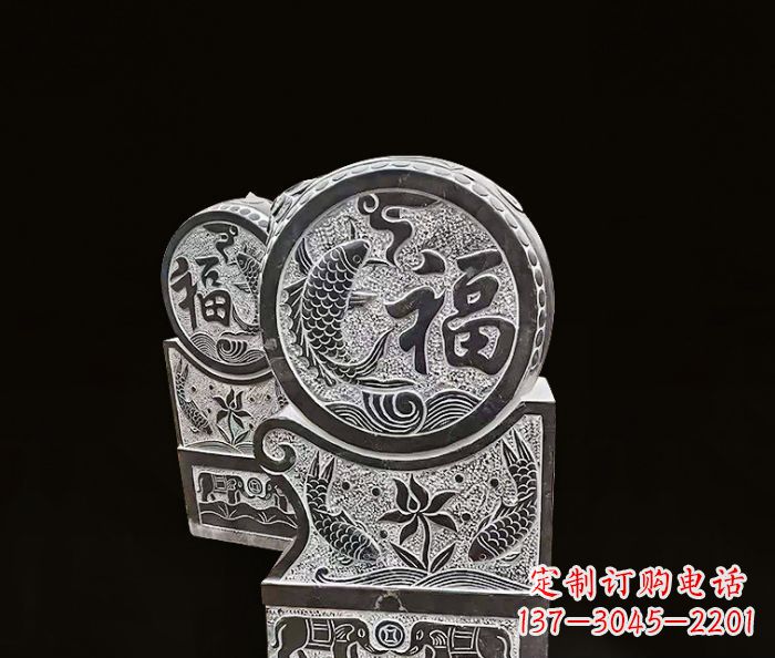 江西年年有余雕塑-门墩仿古抱鼓石