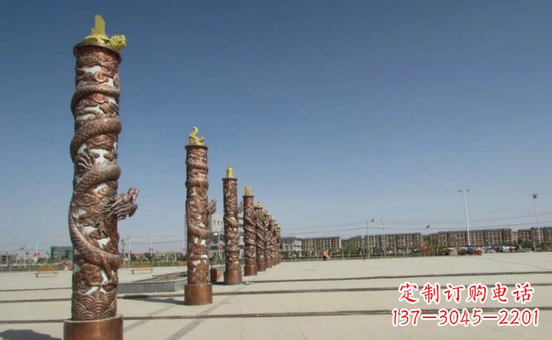 江西中领雕塑|专业定制盘龙柱广场柱子铜雕
