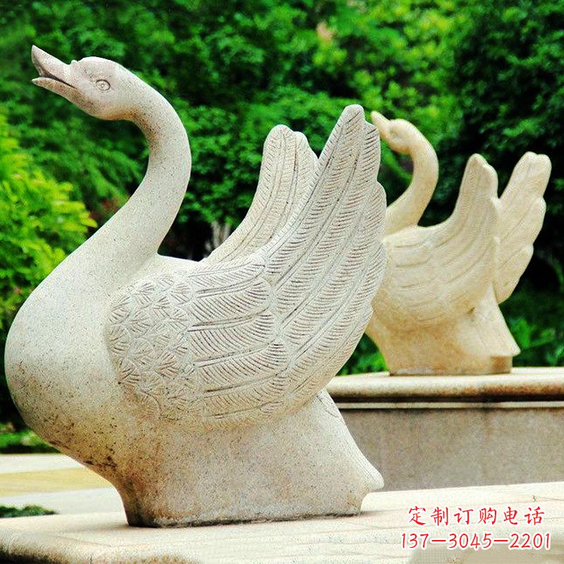 江西高雅优美的砂岩天鹅雕塑