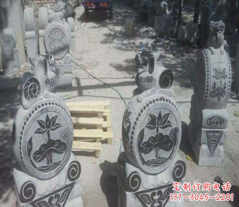 江西貔貅抱鼓石招财石门墩石雕
