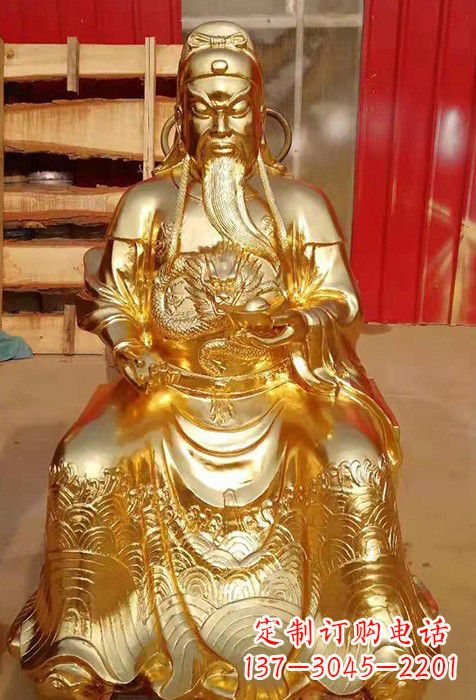江西漆金关公神像雕塑