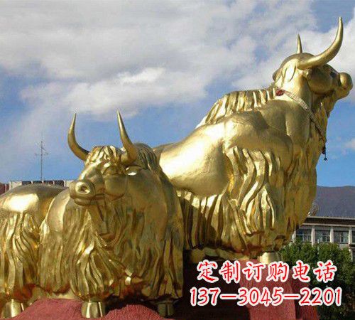 江西漆金牦牛铜雕
