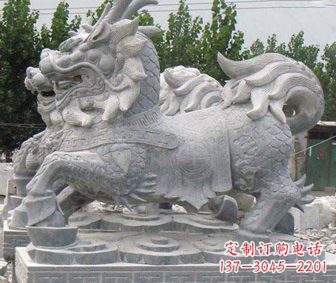 江西古典麒麟招财神兽石雕,传承古典非凡财富之美
