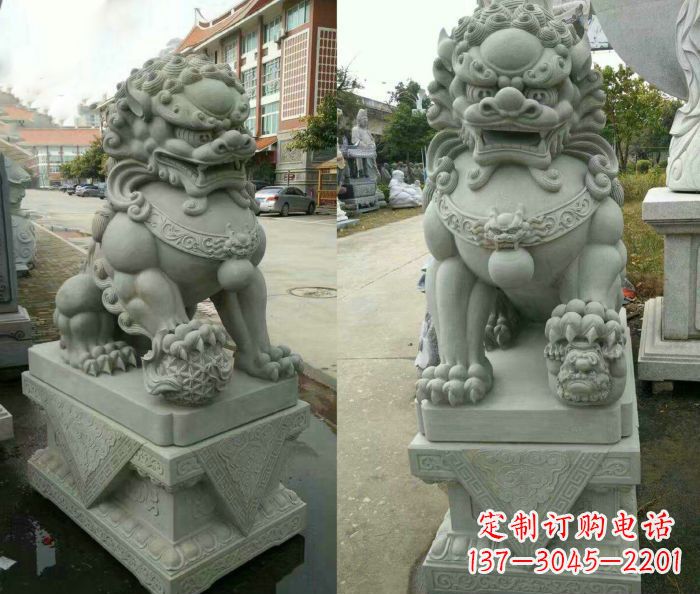 江西企业景观大理石狮子石雕 (12)