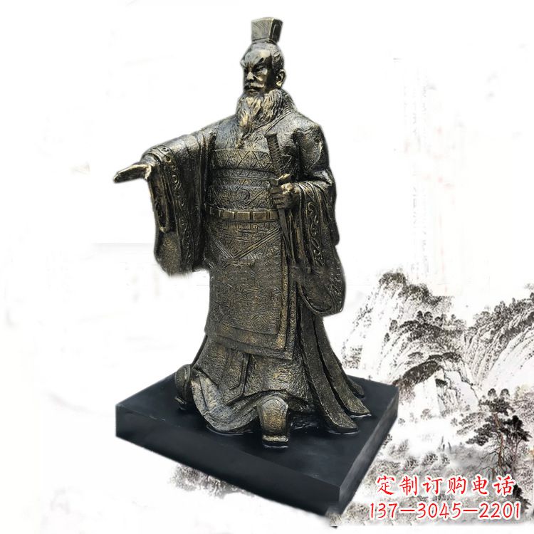 江西精美秦始皇玻璃钢仿铜雕塑