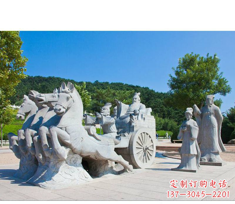 江西秦始皇坐马车石雕悉心打造雕塑艺术之精髓