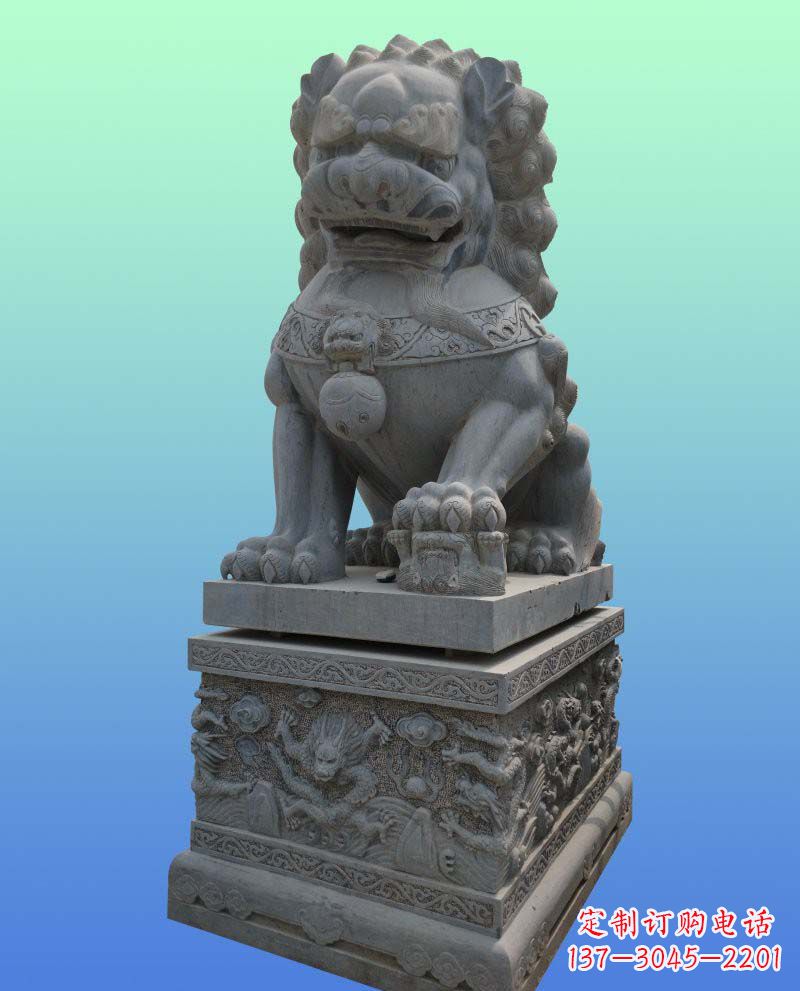 江西传统工艺与现代美感完美结合的青石狮子雕塑
