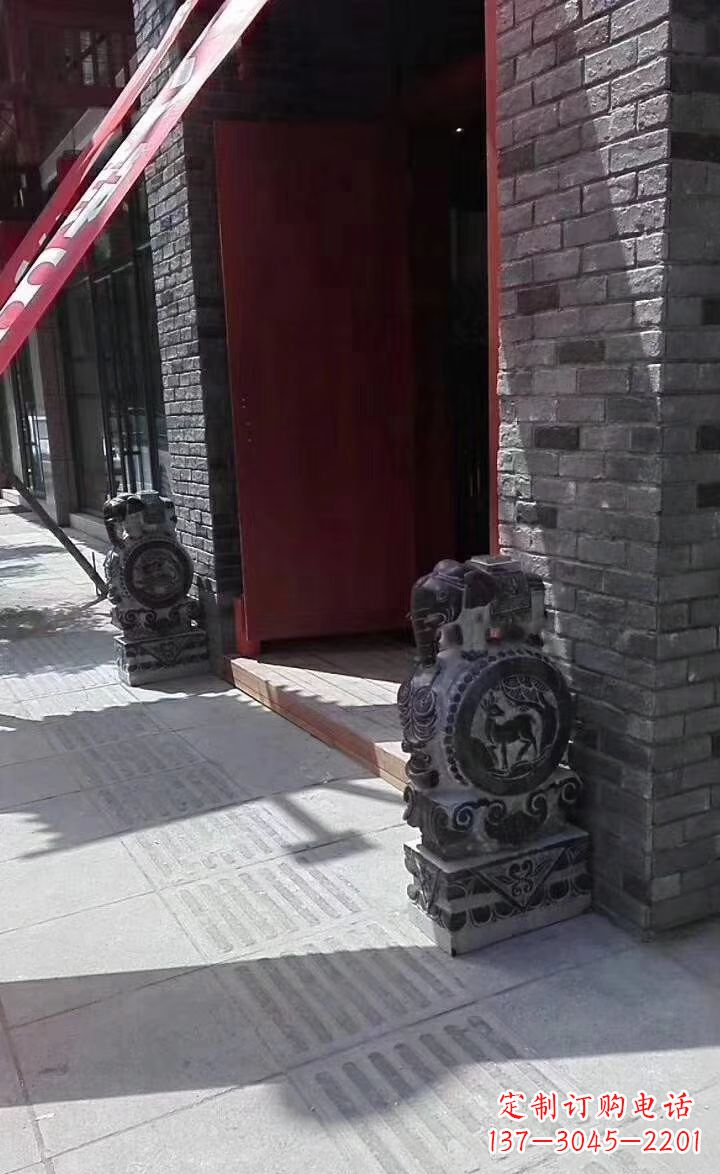 江西青石雕刻大象门墩抱鼓石