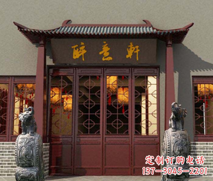 江西门口镇宅装饰,招财进宝——青石大象雕塑