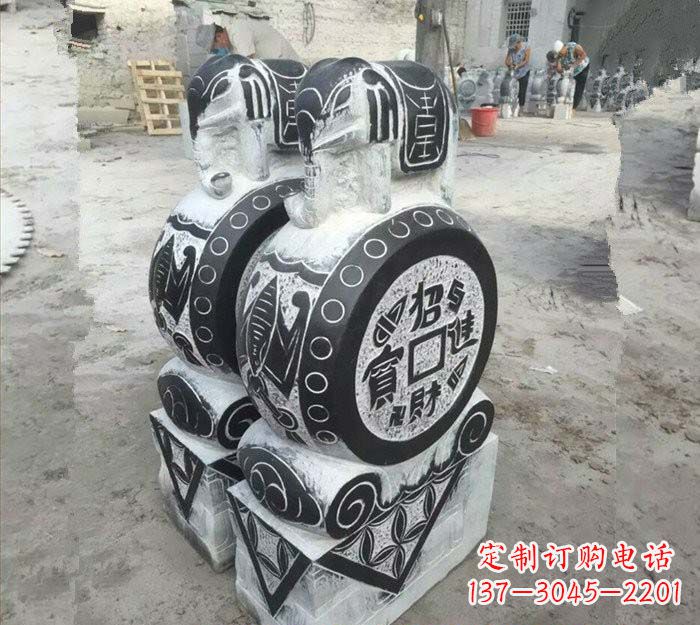 江西青石仿古招财进宝大象门墩