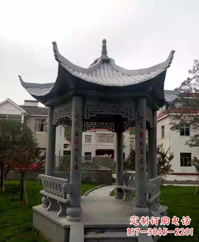江西精美绝伦青石六角凉亭雕塑