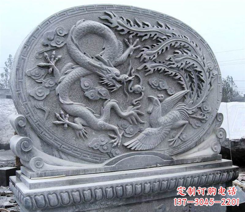 江西青石古典美——龙凤呈祥雕塑