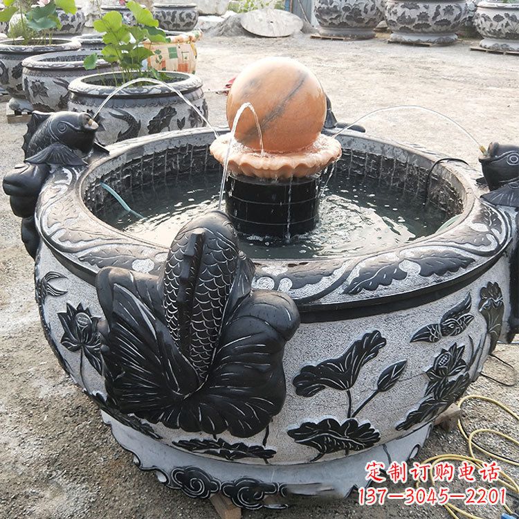 江西青石鱼缸雕塑,装点您的生活