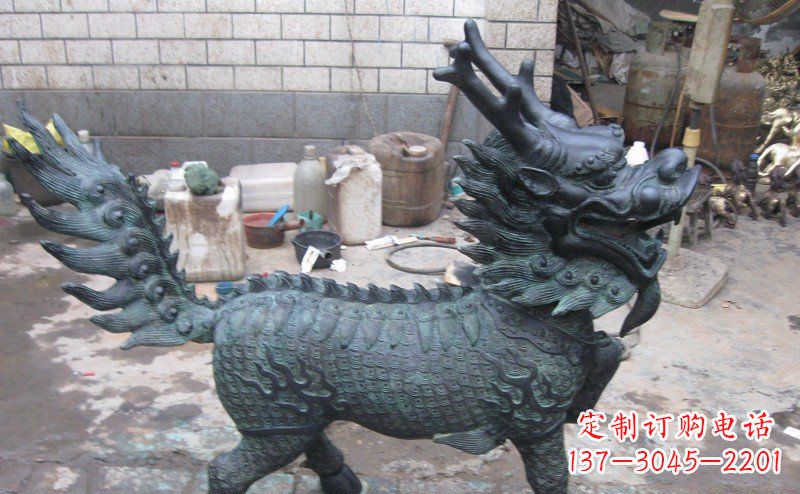 江西青铜雕制神兽麒麟,艺术匠心之至