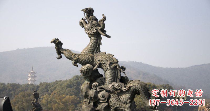 江西中领雕塑|传统青铜神龙出水铜雕