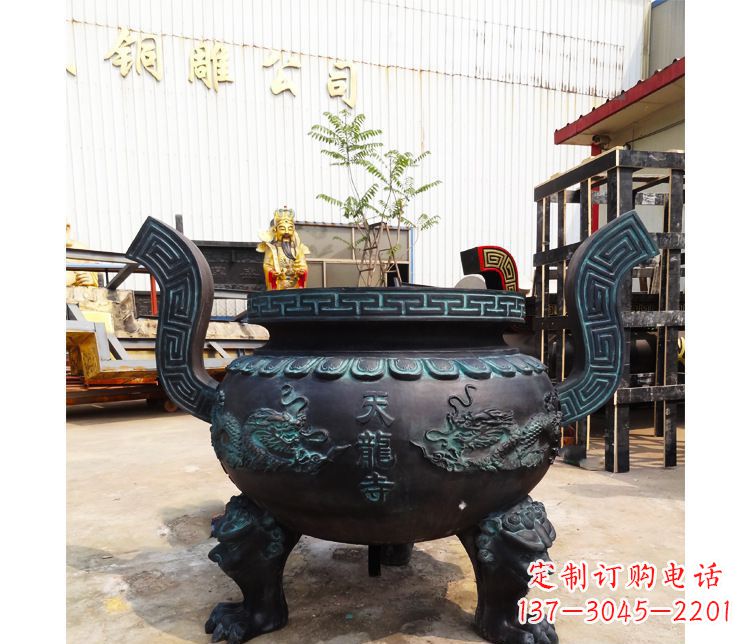 江西精美青铜寺庙广场香炉雕塑