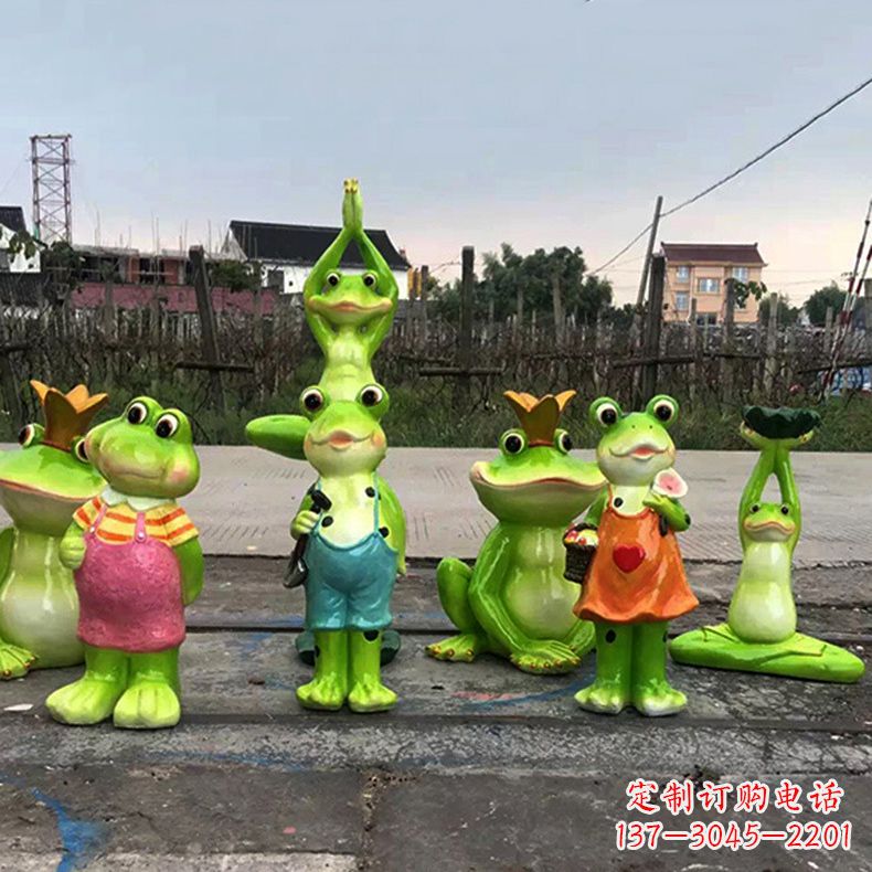 江西精美青蛙玻璃钢卡通雕塑