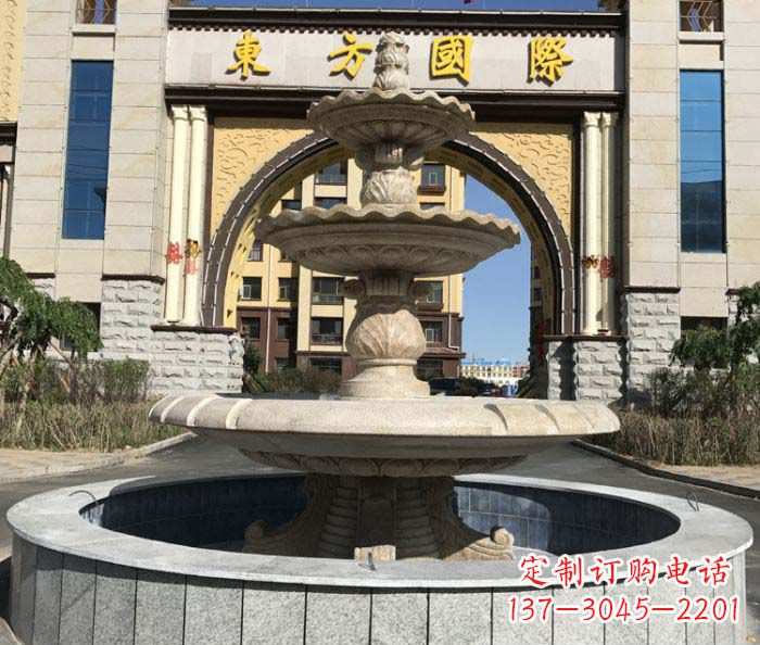 江西三层欧式喷泉石雕,为小区增添质感