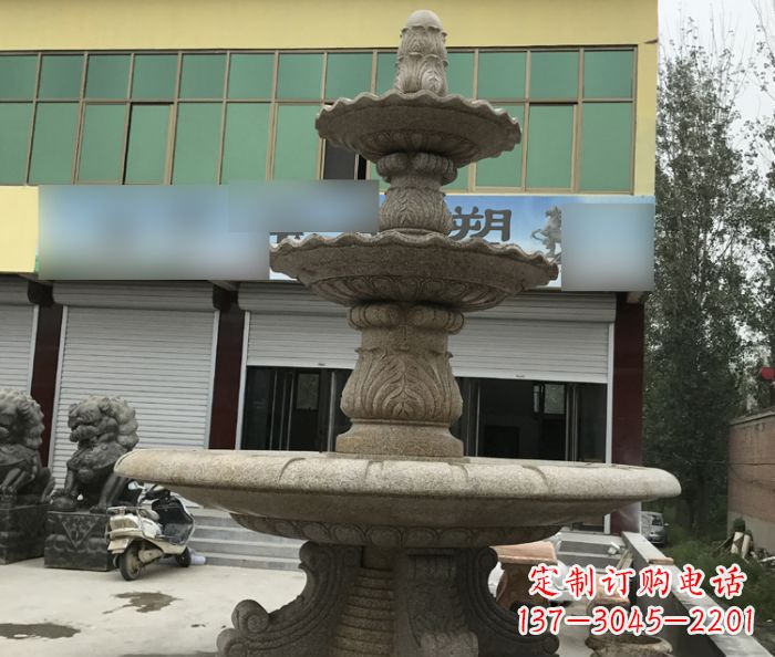 江西三层砂岩喷泉欧式石雕,定制专属你的雕塑
