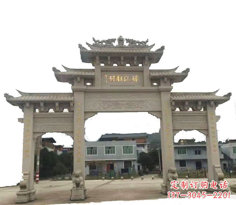 江西三门牌坊仿古石雕,雕刻精美传承传统
