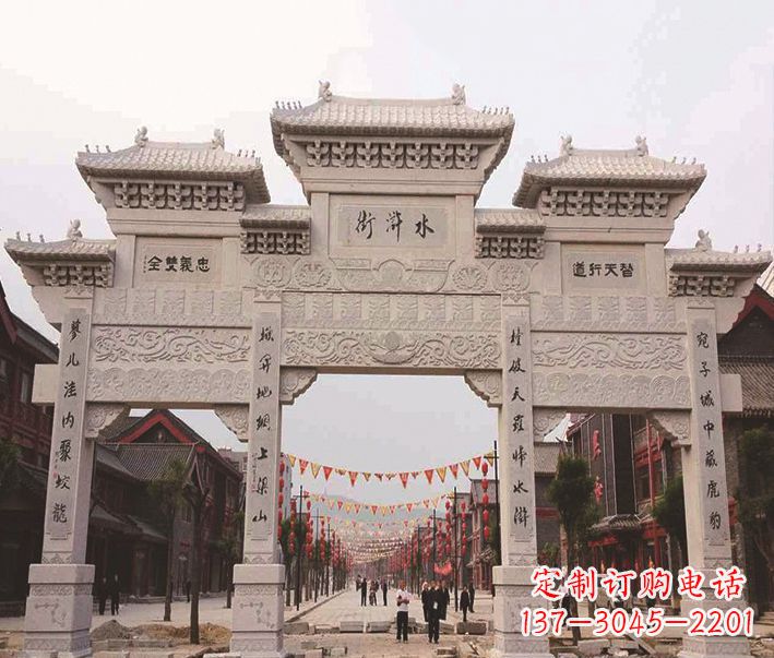 江西三门牌坊石雕-专业彰显气派