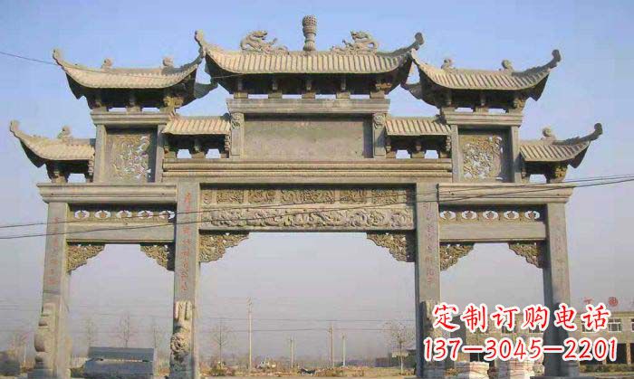 江西特色街角石雕牌坊精致典雅的装点