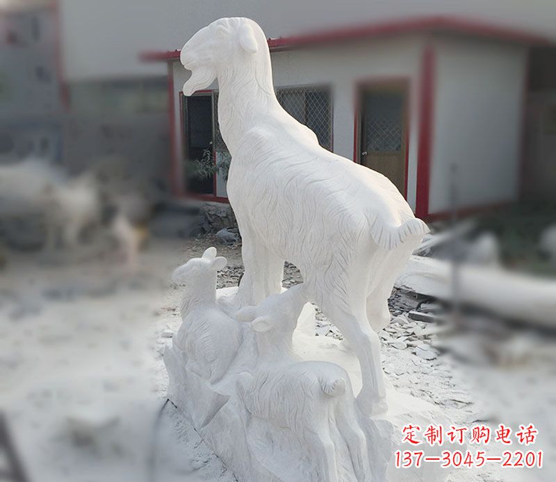 江西三羊开泰石雕动物摆件,让你的家中充满招财运