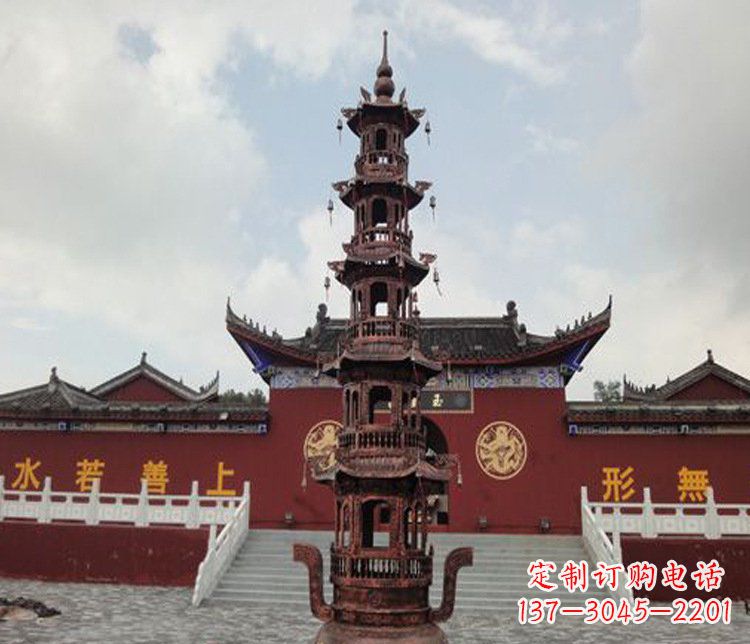 江西三足铜香炉雕塑,精美绝伦