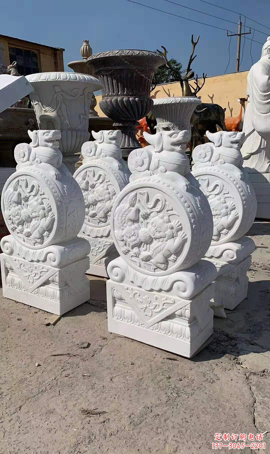 江西狮子抱鼓石石雕户外摆件门口景观雕塑