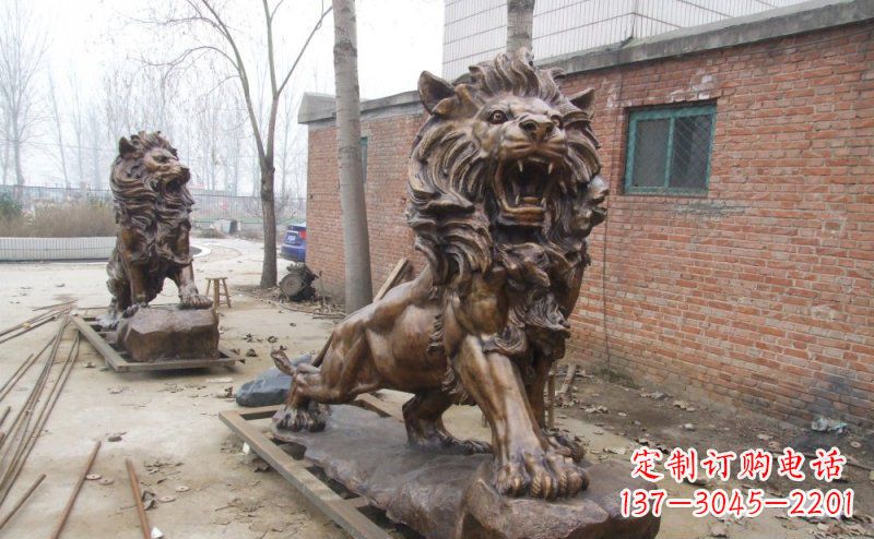江西狮子企业动物铜雕