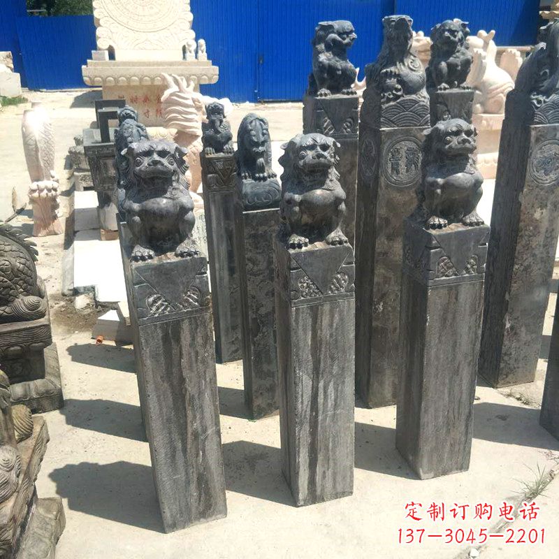 江西狮子拴马桩雕塑,展现国之雄风