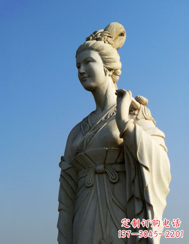 江西十二花神之九月菊花庞苏汉白玉古代美女雕像