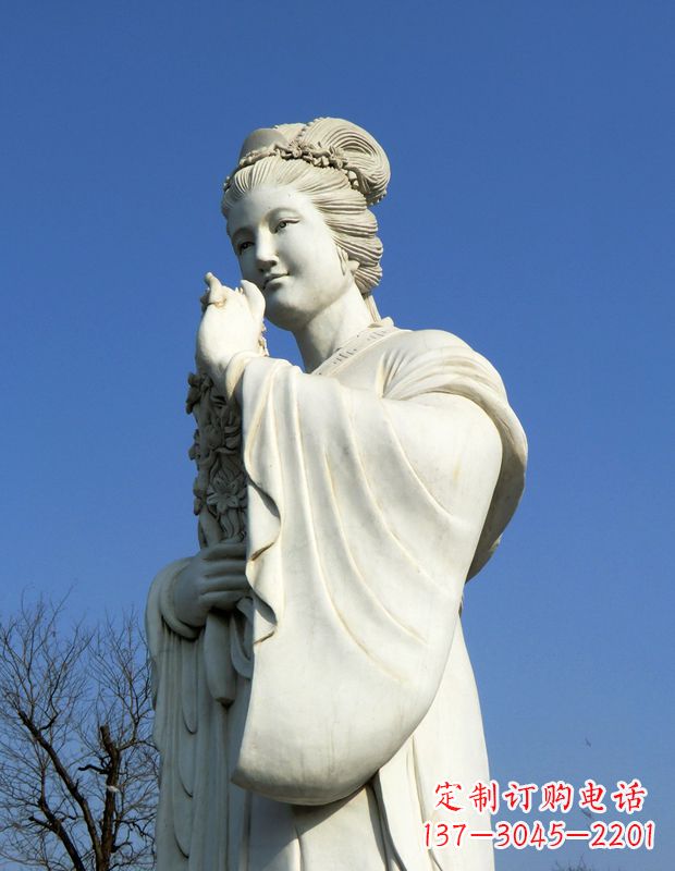 江西十二花神之三月桃花息夫人汉白玉精美美女雕像