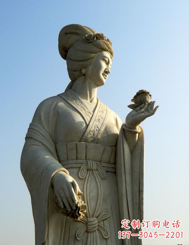 江西十二花神之十月芙蓉花花蕊夫人汉白玉古代美女雕像