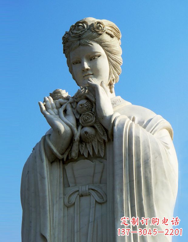 江西石榴之美——十二花神之五月石榴李氏汉白玉古代美女雕像