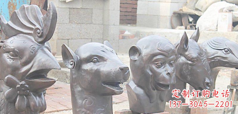 江西十二生肖兽首动物铜雕
