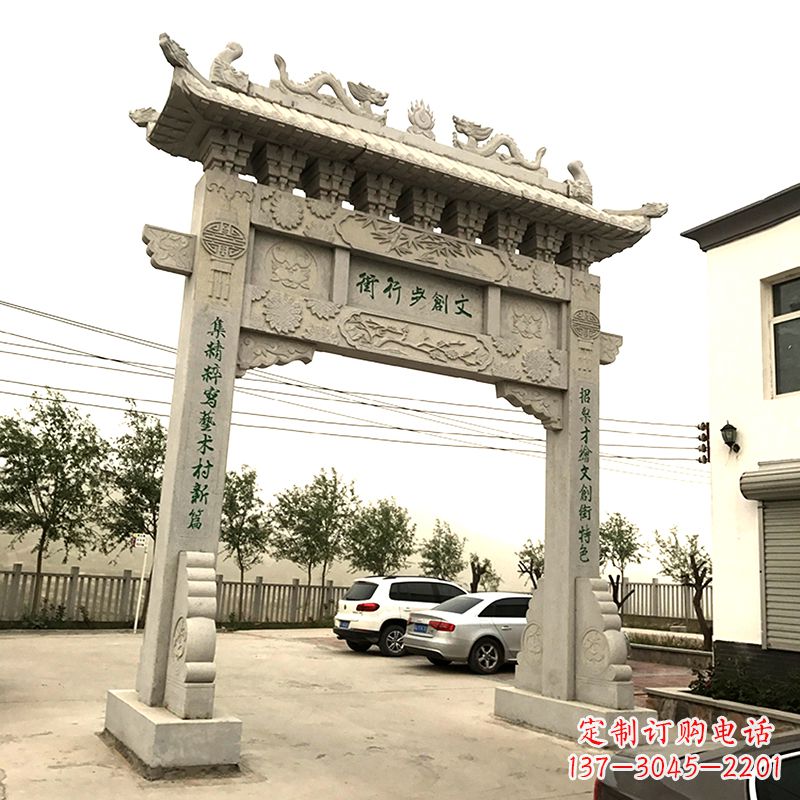 江西欣赏古老石材牌坊雕塑