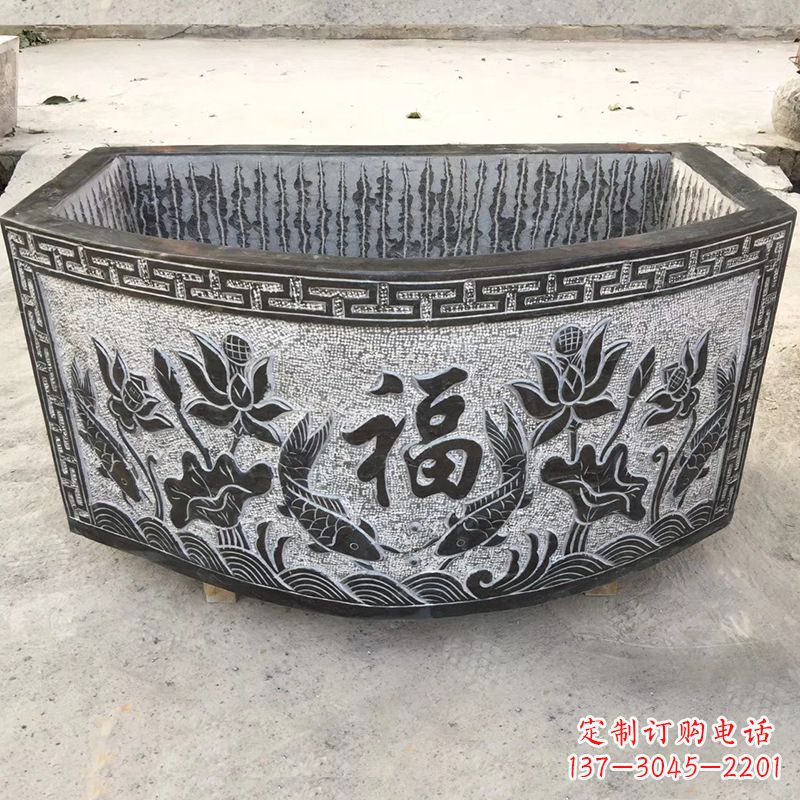 江西欣赏自然美景,石槽养鱼缸静谧雕塑