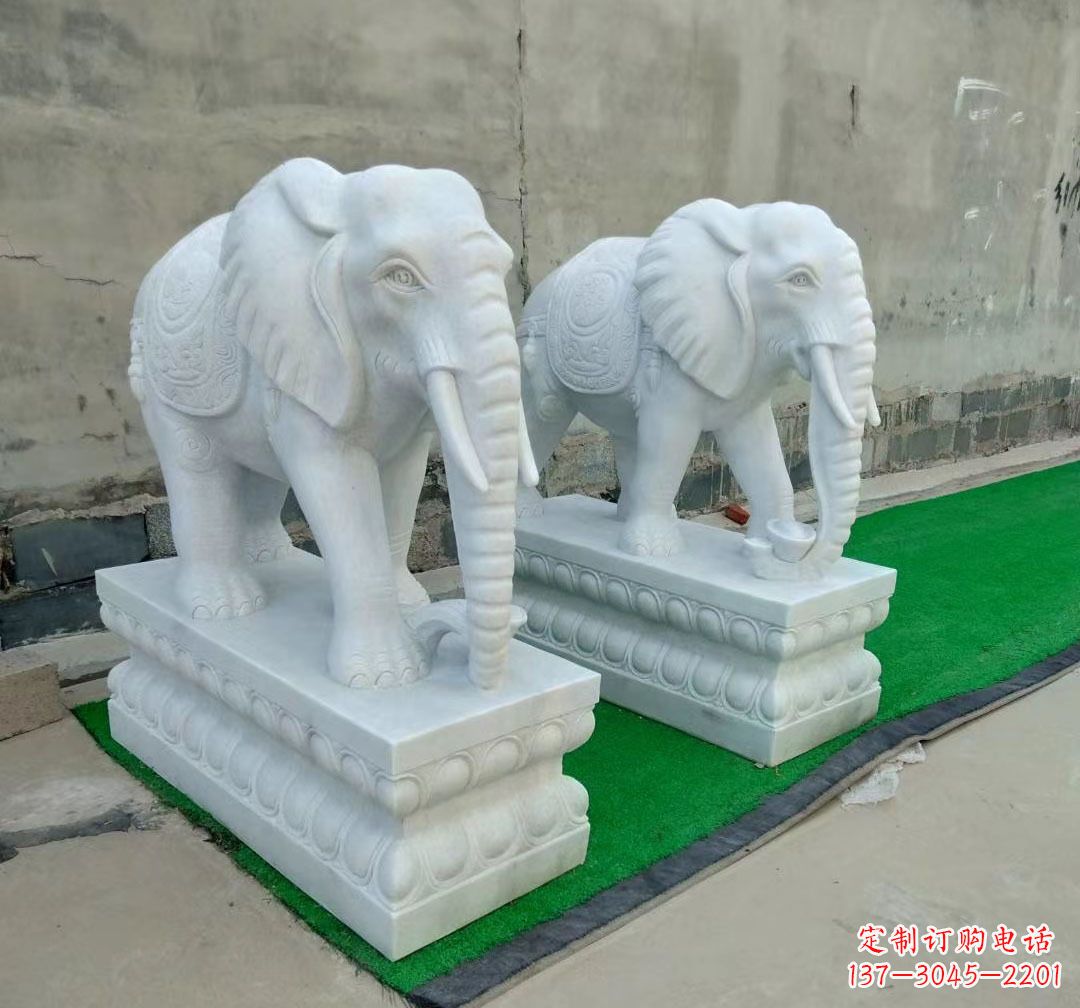 江西中领雕塑:精美大象汉白玉雕塑