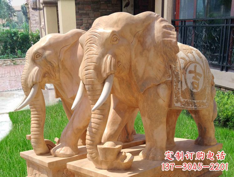 江西石雕大象风水的精美雕塑