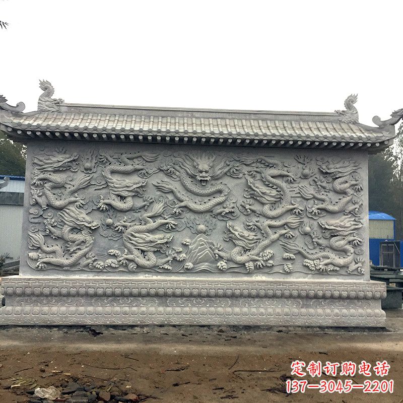 江西中领雕塑:精美九龙壁雕塑,添彩寺庙庭院