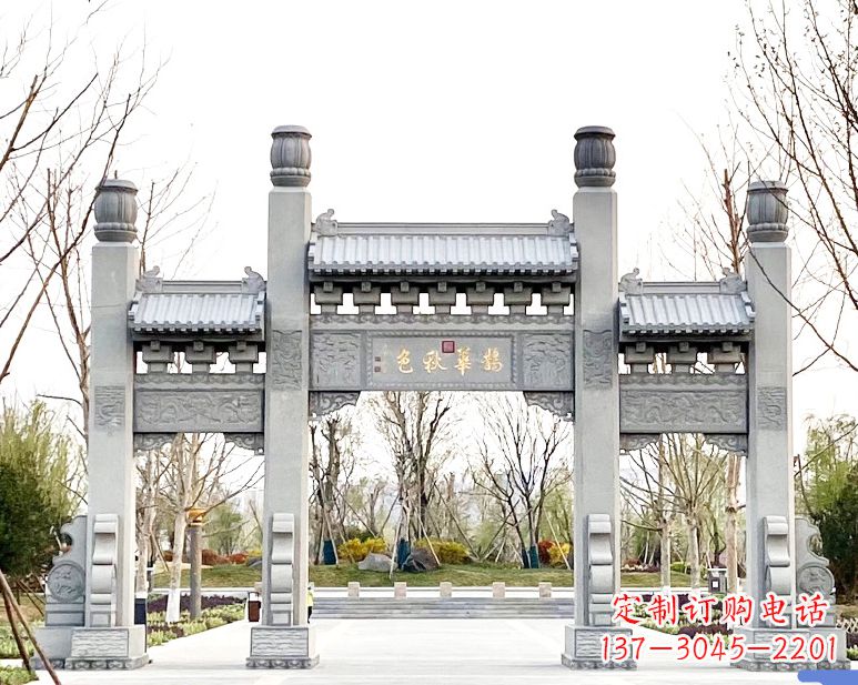 江西装饰你的屋外,选择领雕塑的石雕牌坊