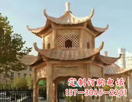 江西石雕小区景观双层凉亭