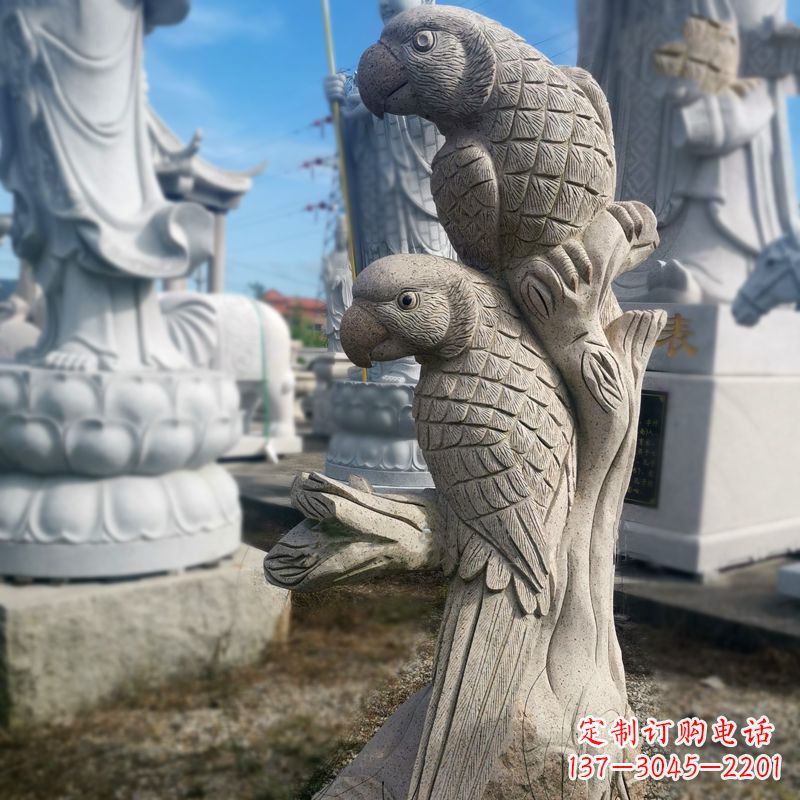 江西石雕鹦鹉景观雕塑摆件