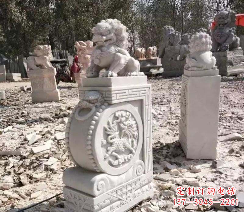 江西石雕园林狮子抱鼓石 