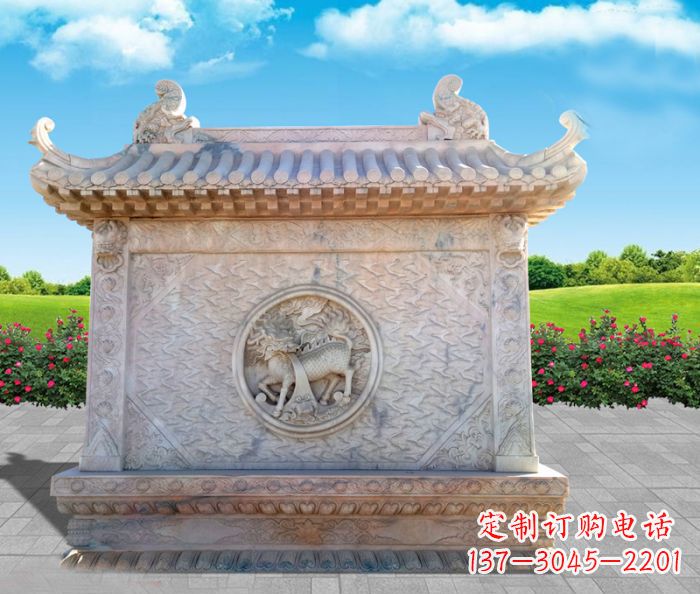 江西石浮雕麒麟庭院影壁