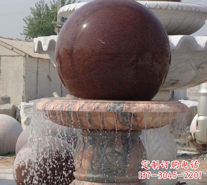 江西石来运转小型风水球喷泉石雕