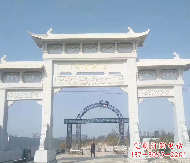 江西石牌坊三门牌坊石雕 (4)