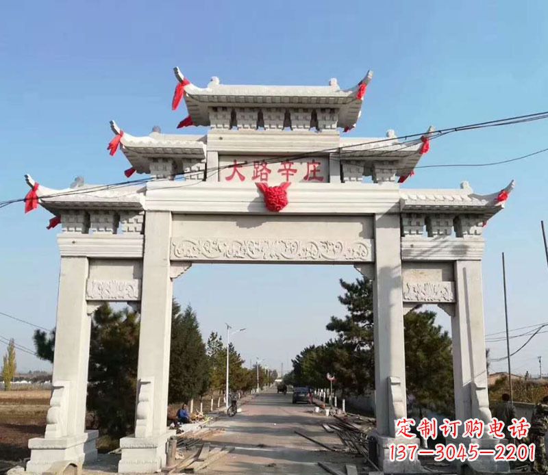 江西石牌坊三门牌坊石雕 (3)