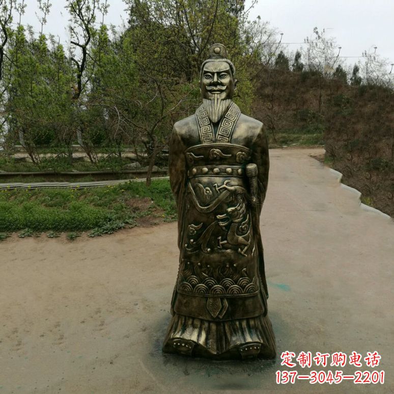 江西始皇嬴政玻璃钢仿铜雕塑